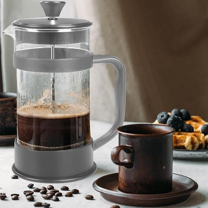 Utopia Kitchen French Press Espresso and Tea Maker with Triple Filters, Stainless Steel Plunger and Heat Resistant Borosilicate Glass (Grey, 34-oz (Pack of 1))