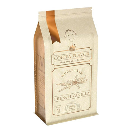 French Vanilla Flavored Whole Bean Coffee – 100% Arabica, Single Origin, Medium Roast, USDA Organic, No Sugar Added, Naturally Sweetened – by Coffea Flavor