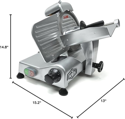 KWS Premium MS-6SS 200w Electric Slicer 7.67-Inch Stainless Steel Blade, Frozen Meat/Deli Meat/Cheese/Food Slicer Low Noises Commercial and Home Use