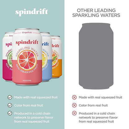 Spindrift Sparkling Water, 4 Flavor Variety Pack, Made with Real Squeezed Fruit, 12 Fl Oz (Pack of 20)