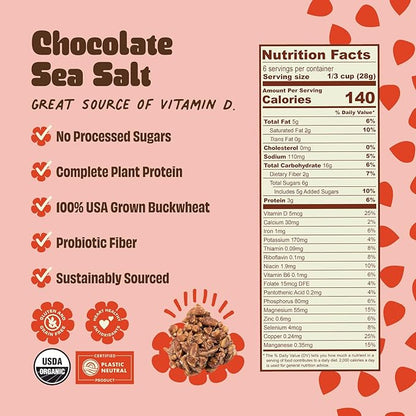 Clusterbucks Superfood Clusters – Grain-Free, Keto-Friendly Granola with Regeneratively Grown Sprouted Buckwheat– Gluten-Free, Low-Carb, Organic Healthy Snack (3-Pack, Chocolate Sea Salt)