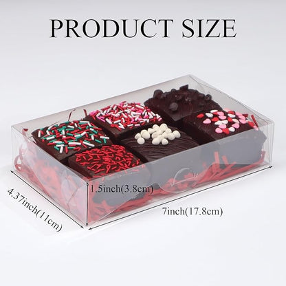 RomanticBaking 15PCS 7x4.3x1.5 Inch Clear Chocolate Covered Ore Boxes Cookie Boxes with Window Bakery Boxes for Cakesickle,Truffle, Bomb Dount,Cake &Gift Treat Boxes for Party Favors
