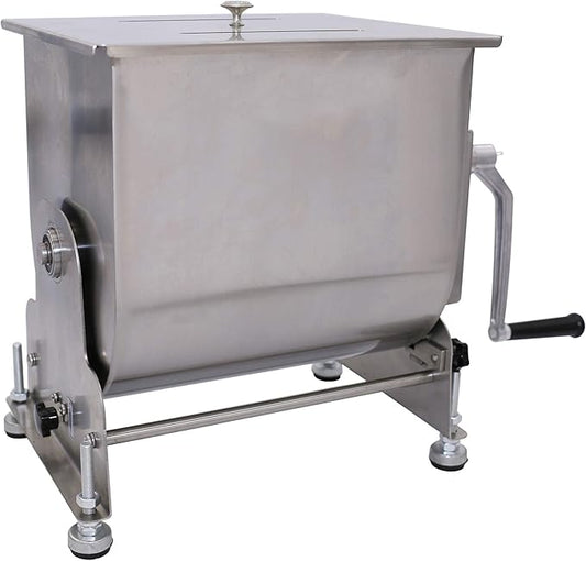 Commercial Stainless Steel 60-Pound/30-Liter Capacity Tilt Tank Manual Meat Mixers,(Mixing Maximum 45-Pound for Meat),Sausage Mixer Machine Meat Processing Equipment, Silver, FME30T