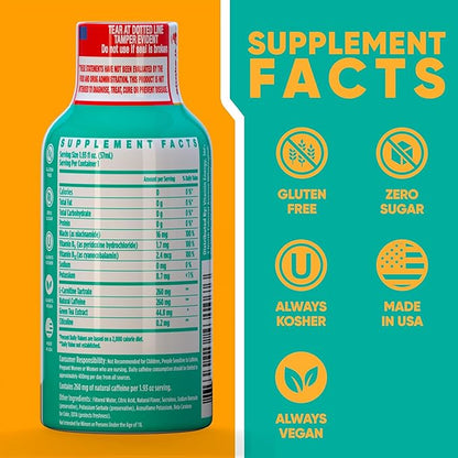 Vitamin Energy Immune+ Extra Strength Energy Shot Pineapple Punch 12 Pack, 260mg Natural Caffeine, B-Vitamins, Citicoline, Green Tea, Immunity & Focus Support, Zero Sugar, Gluten-Free 1.93 fl oz