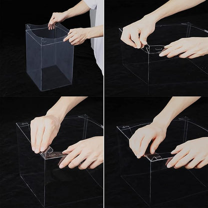 XININSUN 6Pcs Tall Cake Boxes Clear cake Box with Ribbon, 12x12x 10inch,Ideal for Large 10" and 12" Inch Tall Layer Tiered Cakes and Clear Gift Boxes for Wedding Party and Gift Display - White