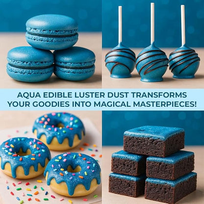 Bulk (20g) Light Blue Luster Dust Edible Glitter for Cocktails | Premium Edible Light Blue Luster Dust for Cake Decorations - Edible Glitter for Drinks Cupcakes Cookies Cakes Food Paint