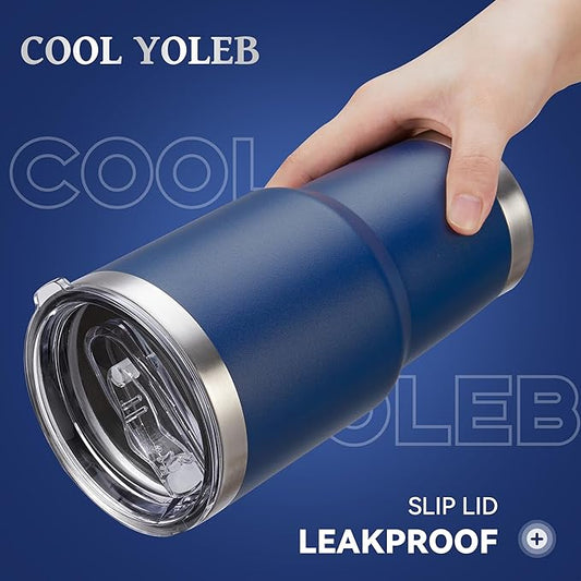30 oz Tumbler with Lid Stainless Steel Tumblers Vacuum Insulated Cup Reusable Powder Coated Travel Mug Double Wall Leak Proof Portable Cups Keep Cold Drinks for 12 Hours, Navy, 1 Pack