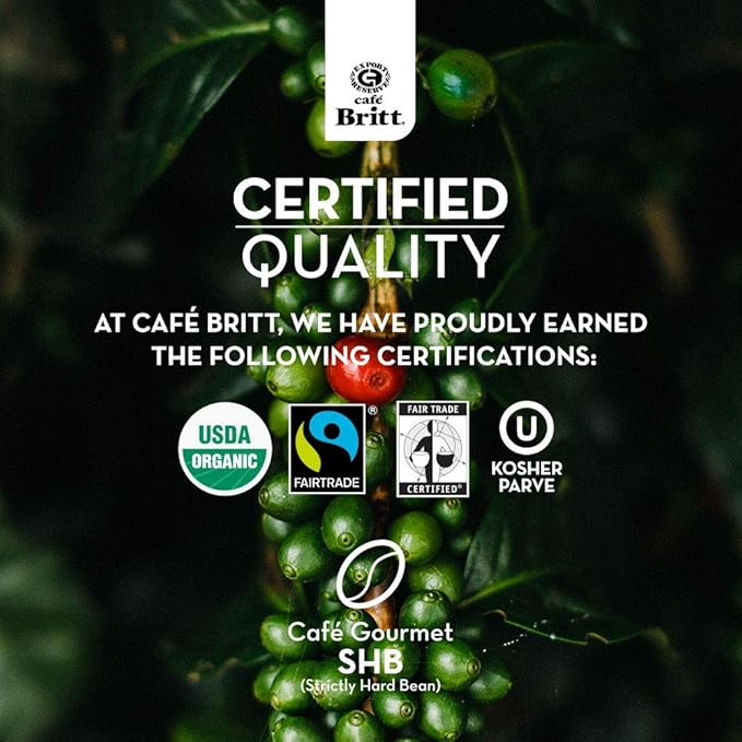 Café Britt® - Costa Rican Montecielo, Coffee From Tarrazu (12 oz.) (3-Pack) - Whole Bean, Arabica Coffee, Kosher, Gluten Free, 100% Gourmet & Medium Dark Roast