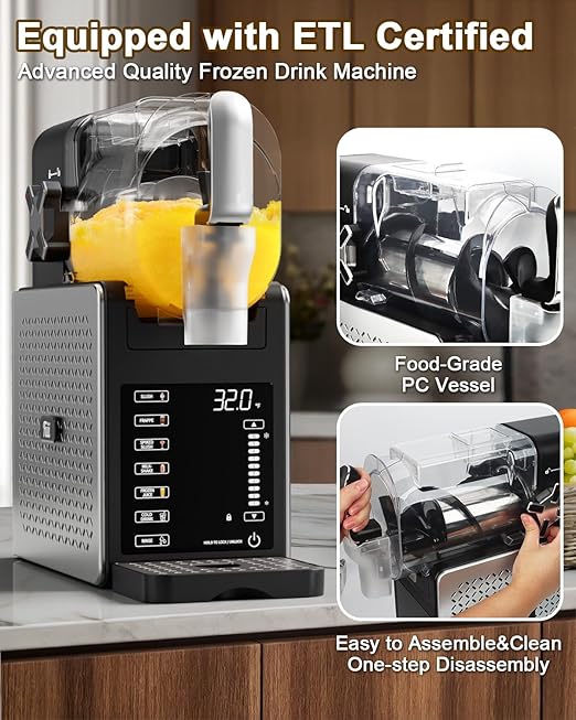Fiii Slushie Machine 92 oz, Slushy Machine for Home, 6 Preset Programs, Quiet Operation, LED Display, Auto-Clean, No Ice Needed, Perfect for Milkshakes, Margarita Smoothie, Frappes and More