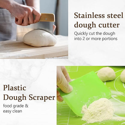 Sourdough Bread Baking Supplies- Set of 2 Oval Banaton Basket with Sourdough Starter Kit and Making Tools Accessories for Homemade Bread