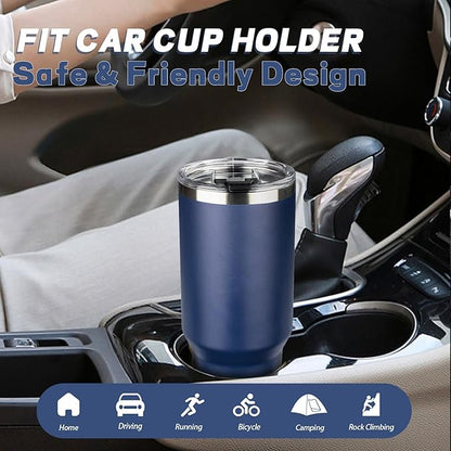 40 oz Tumbler with Lids and Straws, Stainless Steel Insulated Coffee Tumbler, Double Wall Vacuum Insulated Travel Mug Cup, Leakproof Thermal Coffee Cup for Hot and Cold Drinks (Navy Blue)