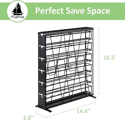 FlagShip 6-Tier Coffee Pod Holder for K Cup - 42 Capsule Max Capacity Metal Rack, Ultra-Efficient Corner Storage Space Saving Design