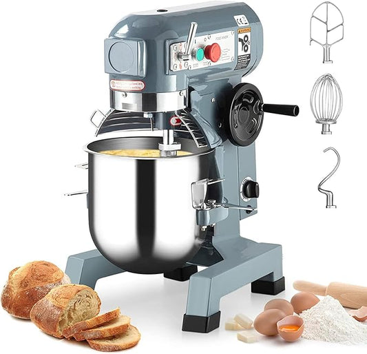 30QT Commercial Mixer, 1250W Stainless Steel Commercial Food Mixer with 3 Speed Adjustable, Large Capacity Commercial Stand Mixer Food Mixing Machine for Bakery Pizzeria Restaurant