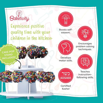 Cake Pop Kit by Baketivity | No Mold or Maker Needed | Cake Pop Stand and Baking Kit | Arts and Crafts for Kids Baking Sets | Kosher