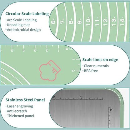 Stainless Steel Cutting Board, Double Sided Chopping Board with Scale for Pastry, 2-In-1 Cutting Board with Juice Groove and Anti Slip Surface