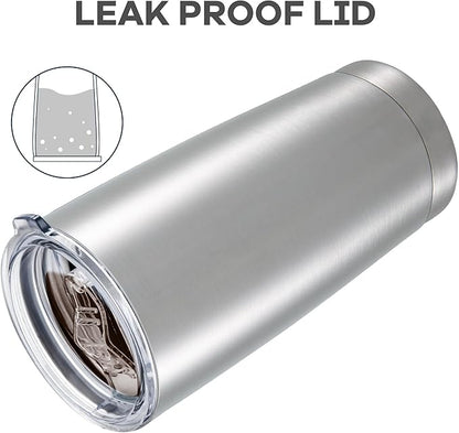 20 oz Tumbler with Lid Stainless Steel Insulated Tumblers Bulk Double Wall Vacuum Cups Powder Coated Travel Mug Keep Drinks Cold and Hot, Stainless Steel, 12 Pack