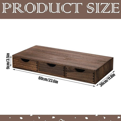 Suzile Coffee Pods Storage Holder Cabinet Vintage Countertop Storage Drawers Wooden Cup Organizer Under Brewe for Home Office Accessories(3 Drawer)