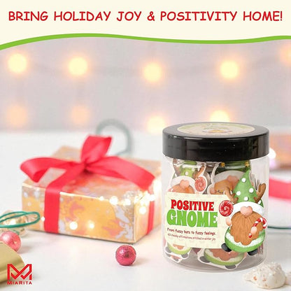 Positive Gnome Jar – 60 Emotional Support Gnome, for Teens, Women, Men, Coworkers, Teachers, Sisters, Friends – Gnome Gifts for Women, Teens, Kids, Christmas Stocking Stuffer