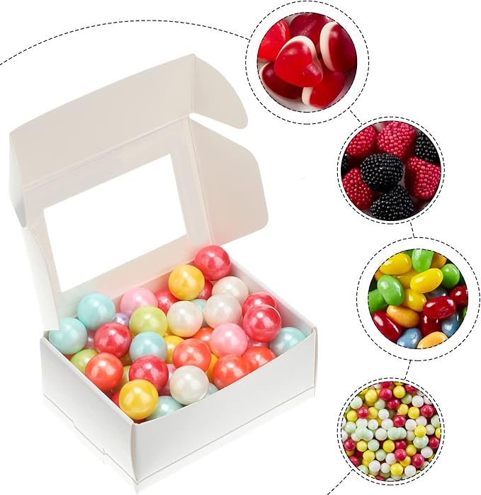 Zonon 30 Pcs Soap Boxes for Homemade Packaging, Mini Kraft Treat Boxes with Window for Bakery Candy Soap Making Gift Packaging(3.7 x 2.6 x 1.37 Inch,White)