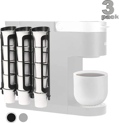 STORAGENIE Coffee Pod Holder Side Mount K Cup Pods Organizer compatible with Keurig Coffee Makers, Space Saving Kcup Storage, Perfect for Small Counters (3 Pack/For 15 K-Cups, Black)