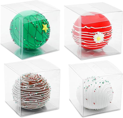 50pcs Clear Favor Boxes 3x3x3 Inch Chocolate Bomb Boxes Clear Gift Boxes Cupcake Box Macaron Box for Birthday Wedding Party
