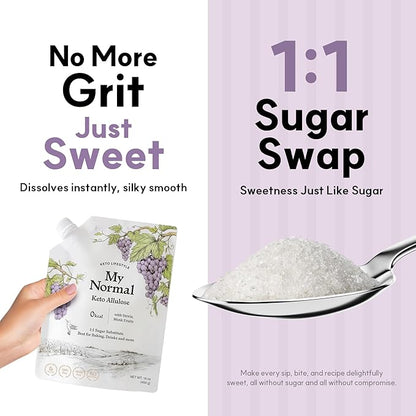My Normal Keto Powdered Allulose 16oz - Allulose, Monk Fruit & Stevia Blend, 99.8% Allulose, 1:1 Sugar Substitute, Non GMO, Gluten Free, Zero Calorie Sweetener - 0g Net Carb, No Sugar
