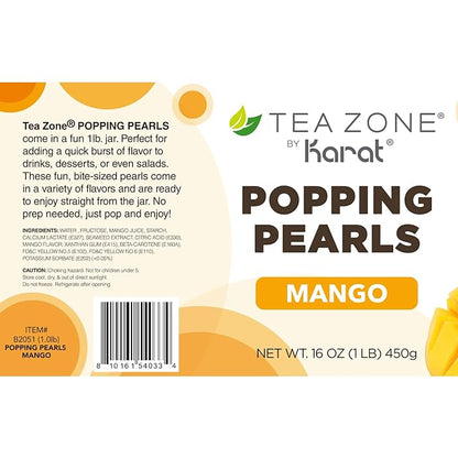 Tea Zone [1 Pound] Mango Popping Pearls, Bursting Pearls for Teas, Shakes, Smoothies, Dessert Toppings