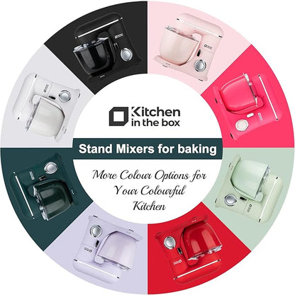 Kitchen in the box Stand Mixer, 5QT+4.5QT Two bowls Electric Food Mixer, 10 Speeds 3-IN-1 Kitchen Mixer for Daily Use with Egg Whisk,Dough Hook,Flat Beater (Frost White, 5QT)