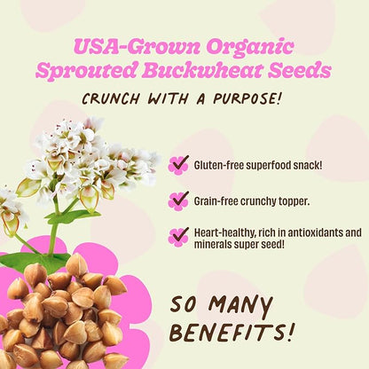 Lil Bucks Sprouted Regeneratively Grown Buckwheat Seeds– Paleo Cereal, Gluten-Free Granola, High in Protein, Low Sugar, Organic Superseed Crunch (CACAO, 6 Pack)