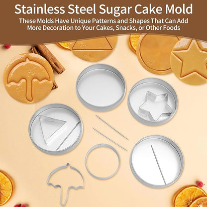 4 Set Korean Dalgona Cookie Kit, Sugar Game Cookie Set with Stainless Steel Round, Star, Umbrella, Triangle Cookie Cutters for DIY Baking & Home Party