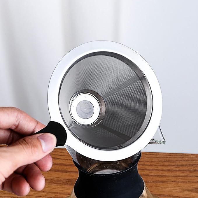 Pour Over Coffee Dripper-Stainless Steel Coffee Filter,Reusable Drip Cone Coffee Filter Portable Pour for 1-4 Cup (Without base, S)