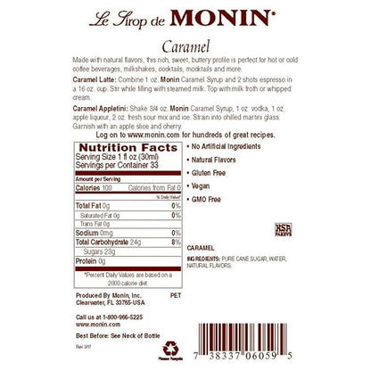 Monin - Caramel Syrup, Rich and Buttery, Great for Desserts, Coffee, and Cocktails, Gluten-Free, Non-GMO (750 ml)