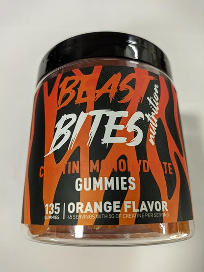 Creatine Monohydrate Gummies for Men & Women - 5g of Creatine Monohydrate per Serving - Sugar Free,Vegan, Orange Flavor, 135 Count (45 Servings).