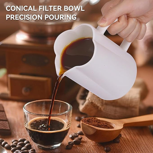 AZYM Pour Over Coffee Maker Set,V60 Coffee Dripper with 20 Count Paper Coffee Filters,Four-Leaf Clover-Shaped Drip Coffee Maker,Vintage Ceramic Carafe,for Home Brewing,Camping,17.5 oz (White)