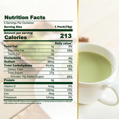 OKTEA Bubble Pearl Matcha Milk Tea Kit - 100% Japanese Tea, New Zealand Milk, Preservative-Free Tapioca, Serve Hot or Iced - Single Box of 5 Servings