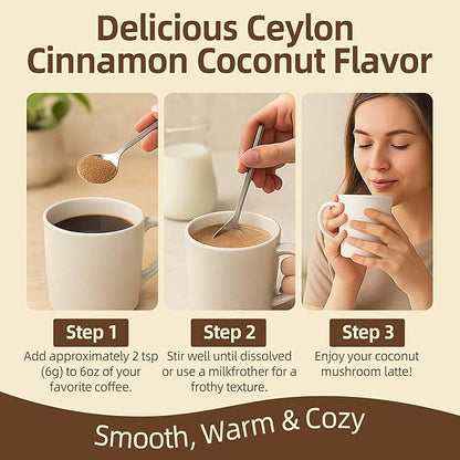 Mushroom Coffee Creamer, 50 Servings, 20-in-1 Superfood Coconut Creamer Powder with 14 Mushroom Supplements, Ashwagandha, Alpha-GPC, Magnesium Glycinate | Energy & Focus & Digestion | Non-Dairy, Keto