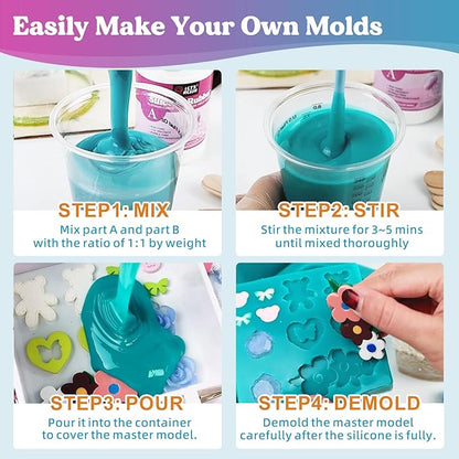 LET'S RESIN Silicone Mold Making Kit 10A,Liquid Silicone Food Grade for Mold Making, Extra Soft & Elastic Silicone Rubber, Ideal for Casting Resin Molds,3D Silicone Molds, Silicone Inlay (20.46oz)