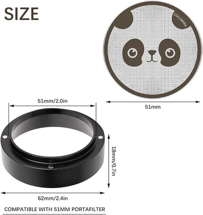 51mm Espresso Accessories Kit, Dosing Funnel and Puck Screen Set, Magnetic Coffee Funnel, 51mm Reusable Espresso Puck Screen, Espresso Tools(Panda)