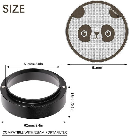 51mm Espresso Accessories Kit, Dosing Funnel and Puck Screen Set, Magnetic Coffee Funnel, 51mm Reusable Espresso Puck Screen, Espresso Tools(Panda)