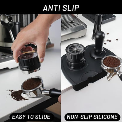 Espresso Tamping Mat, Silicone Coffee Tamper Mat with Corner Edge Tamp Support Station for Countertop, Barista Tools, Espresso Accessories, Large, Black