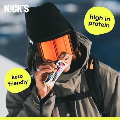 Nick's Protein Bars Chocolate Variety Pack High Protein, Low Calories, Low Carb Keto Friendly Snacks No Added Sugar, Salty Peanut, Chocolate Caramel and Almond Chocolate (12 Pack)