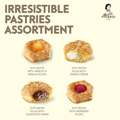 Pasticceria Matilde Vicenzi 5 O'Clock Tea Time Cookie Assortment Gift Tin - Butter Pastries, Chocolate & Vanilla Filled Gourmet Cookies - Bakery Snacks Made in Italy for Father's Day - 13.23oz (375g)