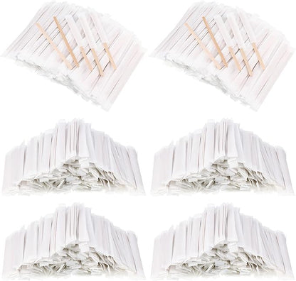 2000 Pcs Individually Wrapped Wooden Coffee Stirrers, Disposable Coffee Stir Sticks Round End Sticks Bulk Wood Stirrers for Cocktail Hot Drinks Restaurant Bar Home Office (5.5 Inch)