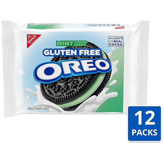 OREO Gluten Free Mint Creme Chocolate Sandwich Cookies, Gluten Free Cookies, 12 - 12.47 oz Packs
