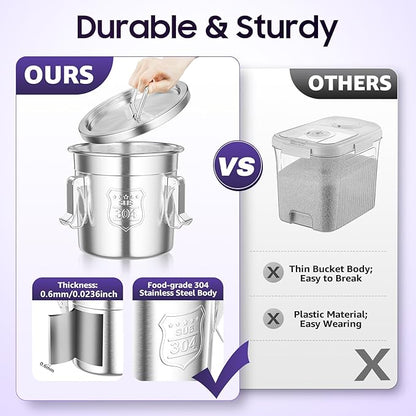 202 OZ Stainless Steel Canister Rice Cereal Grain Storage Containers with Lid Airtight Coffee Bean Storage Milk Flour Sugar Food Storage for Home Bar Restaurant (6L/202 OZ)