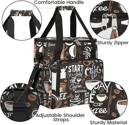 coffee cup coffee beans Coffee Maker Carring Bag Travel Carrying Storage Tote Bag Compatible with Keurig K-Mini or K-Mini Plus Portable Single Serve Coffees Brewer Case with Pockets for K-cup Pods