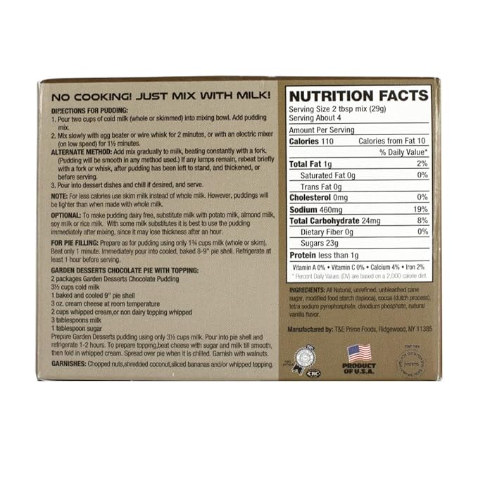 Natural Instant Pudding Mix - Delicious Chocolate & Vanilla Pudding Mix by Garden Desserts - Includes 1 Chocolate & 1 Vanilla. Quick Vegan Dessert, Gluten Free, Kosher 4 Oz (2 Pack, Variety)