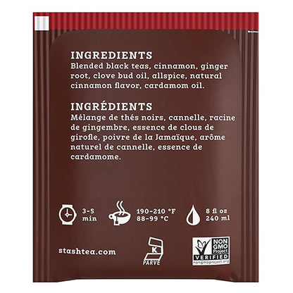Stash Tea Double Spice Chai Black Tea, 6 Boxes With 18 Tea Bags Each (108 Tea Bags Total)