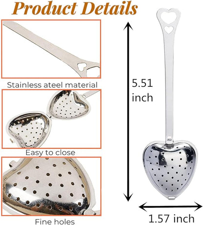 RoseAuroma Set of 20 Pieces Tea Infuser Stainless Steel Long Grip Spoon Loose Tea Leaf Filter Heart Shaped Mesh Tea Strainer,Great Souvenirs Gift for Tea Lovers or Party etc.