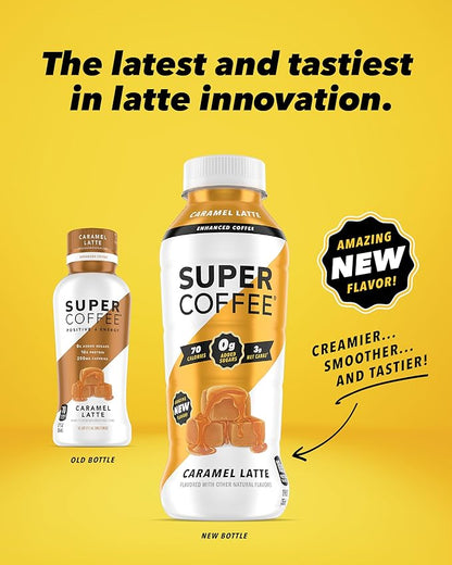 SUPER COFFEE, Keto Protein Coffee (0g Added Sugar, 10g Protein, 70 Calories) [Caramel] 12 Fl Oz, 12 Pack | Iced Smart Coffee - SoyFree GlutenFree